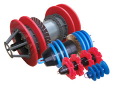 APRODIT LLC manufactures
in-line pigs of the SKT series and the USO series. SKT pigs (also called gauging pigs or caliper pigs) have a good passability. SKT pig can safely pass reduction of internal diameter up to 70% from the pipeline outer diameter.
SKT is used to calibrate pipelines. In this case, calibration (gauging) slotted metal discs are installed. They also are used for cleaning of pipelines with significant restrictions or geometric defects. 
USO series pigs better clean the inner surface of pipelines, but have not so good passing ability. USO can go only through bore 85% of the outer diameter of the pipeline. 
USO series pigs are also called: bi-directional pig, bi-di pig, collar or multi-lip pig, cup or multi-cup piston, polyurethane pig, batching pig, separator piston, magnetic pig (if a belt of magnets is additionally installed),
brush pig or piston (if optional metal brushes are installed).